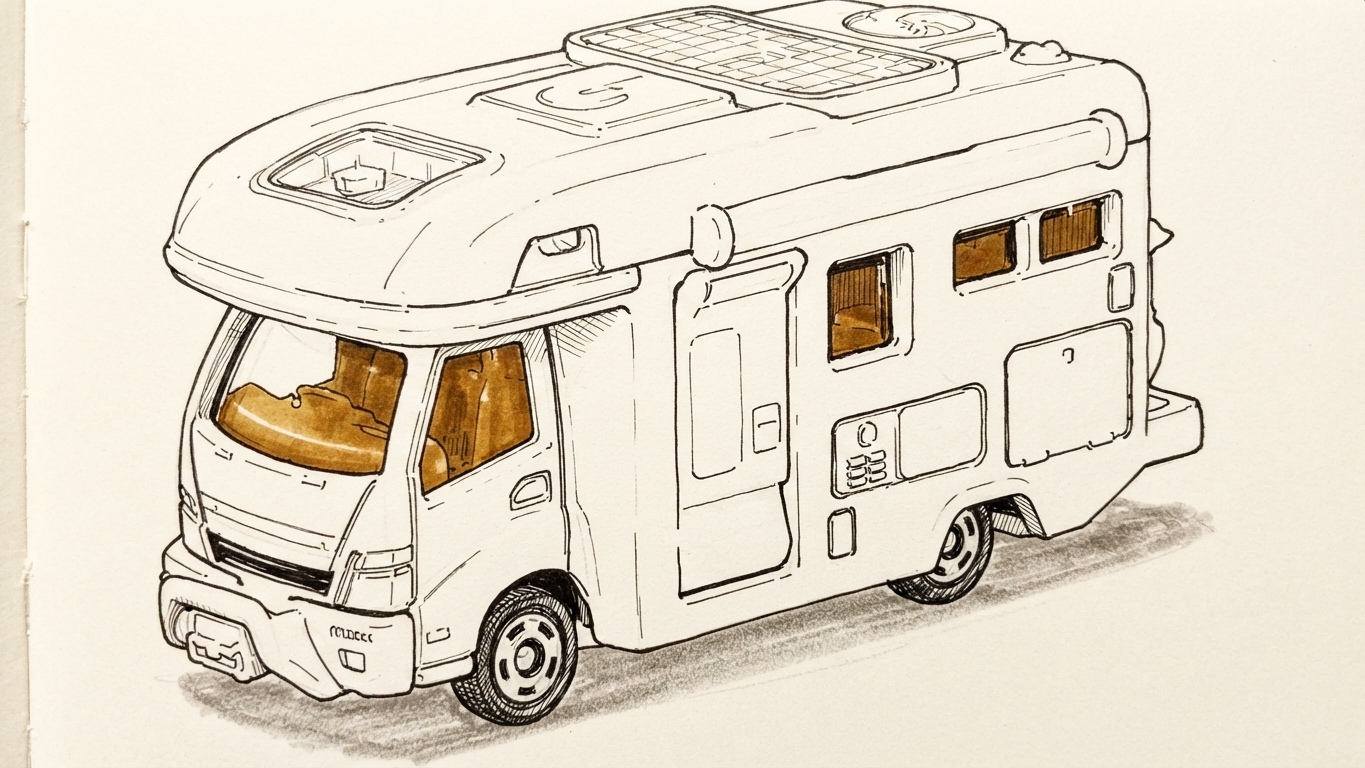 No.24 露營車素描插畫